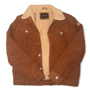 Aeropostale Rust Brown Corduroy Jacket with Cream Sherpa Lining